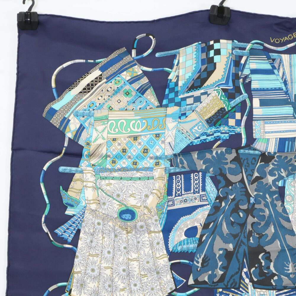 HERMES Blue Silk Scarf - Picture 2 of 7